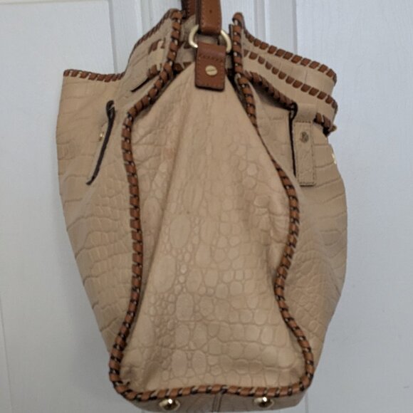 MICHAEL KORS Beige Croco Large Hamilton Whip-Stitch Chain Shoulder Bag  Satchel - Picture 6 of 15
